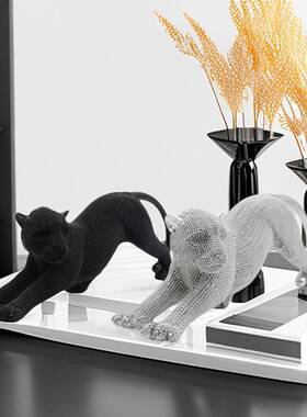 创意豹子摆件家居装品20240412软装办公室摆饰设树脂工艺品送礼新