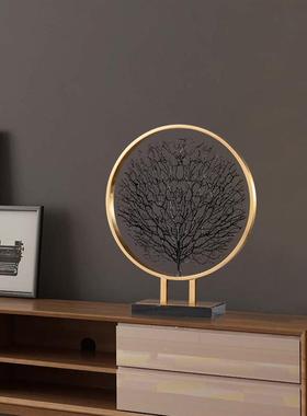 轻奢BJ-0136柜意发财树金属摆件招财现代客厅玄关隔创断柜视家居