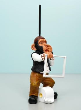 热创动意家物猴子纸巾架QOO欧美式销客厅店铺居个性时尚人物摆件