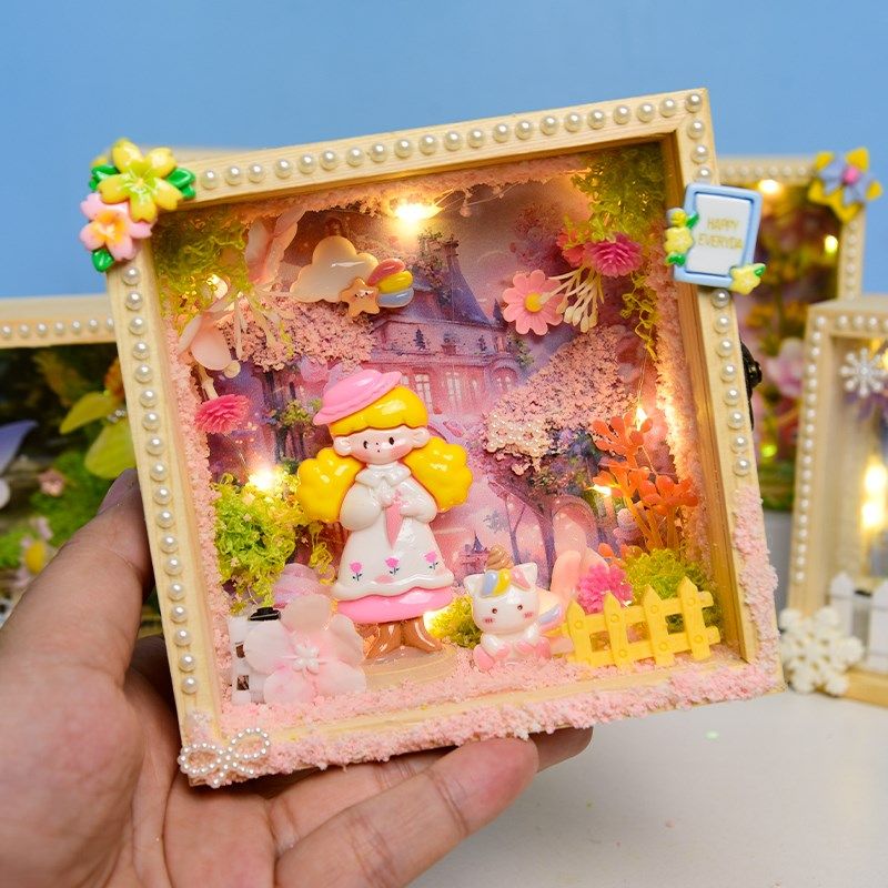 儿童创意DIY手工立体微场景灯光画材料包益智女孩玩具桌面摆件,淘宝优惠券,粉丝福利购,淘宝优惠卷