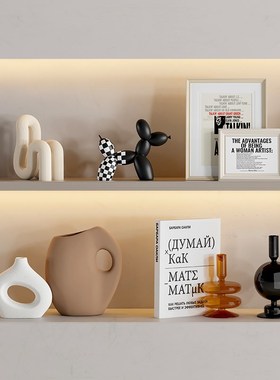 现代简约高级感酒柜装饰品客厅电视柜龛壁办公室书房书柜套装摆件