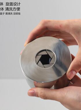 简现代不锈钢旋式转带盖防飞灰烟灰缸客厅公约司办公室家1407居装