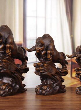 木雕牛摆件全实木办公桌面招财装饰品牛年大吉祥物家居工艺礼品摆