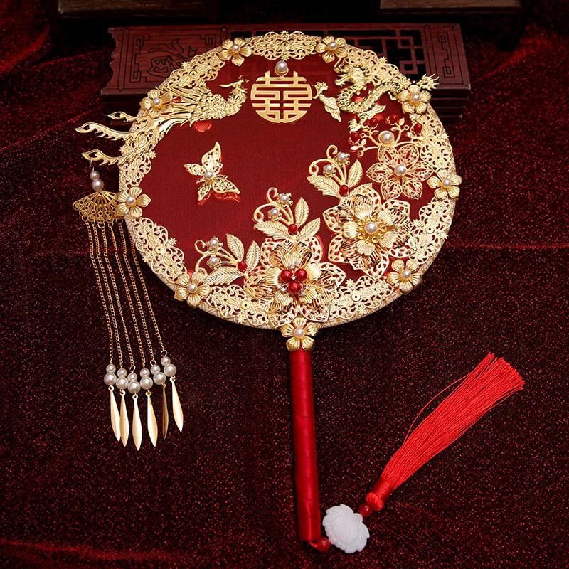 古风团扇新娘结婚庆中式婚礼出嫁喜扇手捧花手工秀禾服成品扇,淘宝优惠券,粉丝福利购,淘宝优惠卷