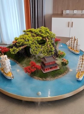 酒店圆桌高级摆花遥控灯光雾化桌摆转盘圆桌芯装饰高级餐桌彷真桌