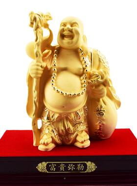 富贵弥勒佛像fy-3001绒沙金金工广艺品摆件黄礼厂品家财源进家居