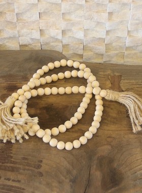 现代简约手工木质几何链条双环摆件家居装饰客厅民宿墙饰木链挂件