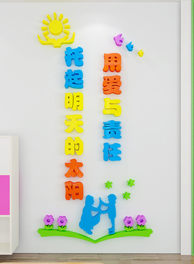 幼儿园早教环创主题文化墙面装饰走廊大厅楼道环境布置3d立体墙贴