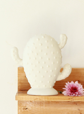 中温白瓷素烧创意仙人掌陶瓷客厅桌面迷你简约工艺品家居饰品摆件