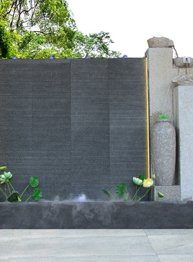 室外石材水幕墙流水屏风庭院假山喷泉景观鱼池背景墙玄关循环摆件