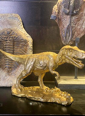 树脂鎏金恐龙客厅桌面装饰品动物摆件日常送礼霸王龙玄关艺术雕塑
