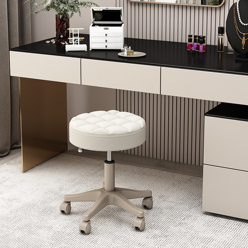 美容院凳子美发美甲理发店专用旋转升降大工椅子滑轮家用酒吧圆凳 - 图0