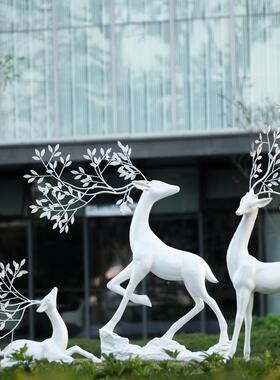 外园景观抽铁枝麋鹿玻户璃钢雕林TB669169塑小象区梅花鹿动物装饰
