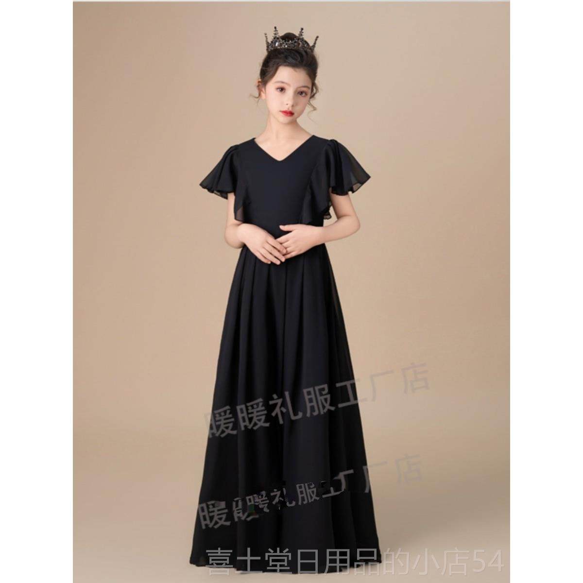 高档丰发儿童主持童演服黑色女礼服钢琴顺演出服小提表琴乐团演奏,淘宝优惠券,粉丝福利购,淘宝优惠卷