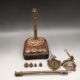 Antique antique miscellaneous solid wood base with weight faucet balance scale weight scale old objects nostalgic collection