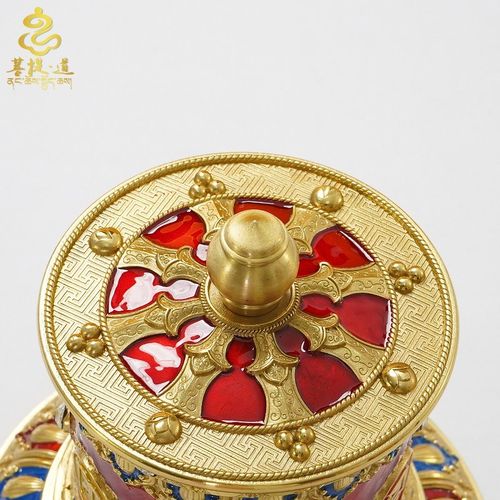 指捻转筒转金轮铜六字真言汽车载手动转金筒家用摆件藏族转简经轮 - 图1