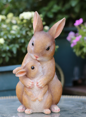 庭院花园装饰创意可爱动物仿真兔子办公室柜子卡通树脂工艺品摆件