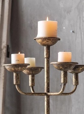 覆古铁烛台家庭地板站立的装饰品B&B模型房酒店装饰创意照片道具