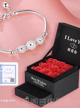 正品银手链银手镯999纯银圆女珠足银饰简宫铃铛镯小众设子计约开