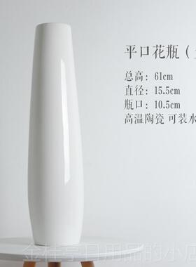 高档陶瓷白色落地花现代简约水客厅创意电视瓶柜插花品家培居装饰