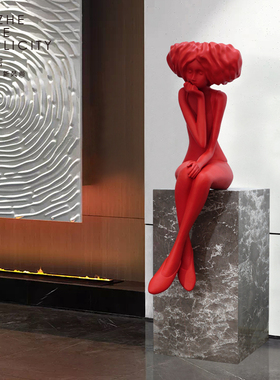 雕塑摆件样板房客厅玄关装饰品抽象人物艺术少女人像展厅装饰摆设