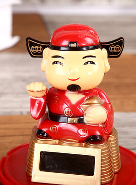 太阳能点头娃娃爷室内桌面摆件招手车载饰品摆件