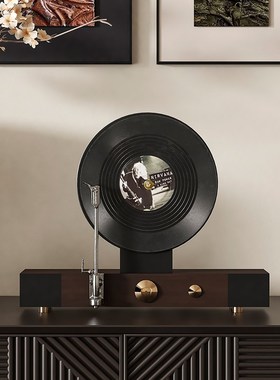 侘寂风入户高档装饰画组合复古玄关柜置物柜中古摆件摆画软装饰品