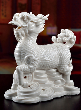 戴玉堂 陶瓷麒麟摆件一对家居饰品酒柜装饰品工艺品客厅装饰品