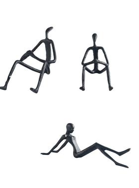 现代极简色约黑GD-A1235铸铁件金抽属人物摆创意象工艺品办公室书