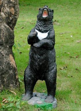 玻璃钢仿真园黑熊摆件直站立姿狗雕塑外公ZZM花林景观区动物户熊