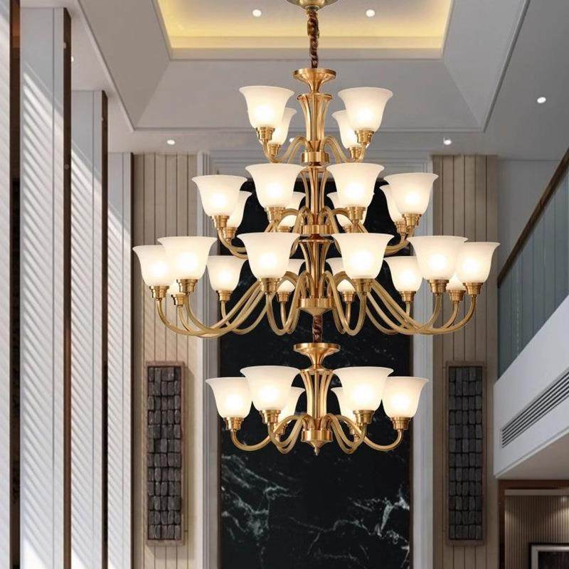 美式全铜灯复式大楼吊厅灯别墅客主灯三层长大304灯旋转楼梯间吊,淘宝优惠券,粉丝福利购,淘宝优惠卷