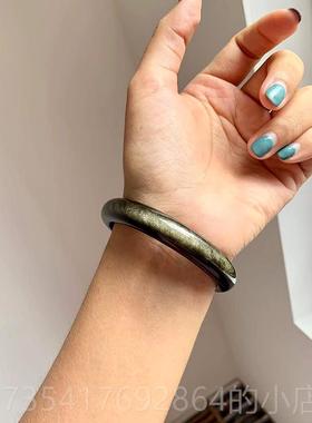 正品天然金曜手镯 银曜石镯子石猫眼效饰应女款水晶石头品质感简