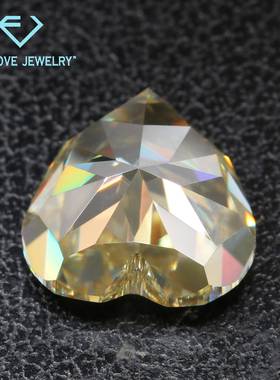 心心形冰花形金黄莫桑钻原裸石爱黄心形深中浅黄钻莫桑石色13ct2