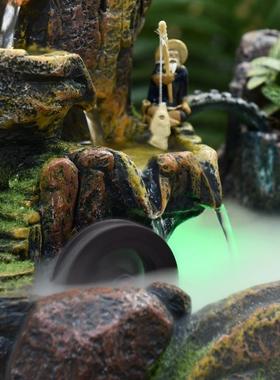 鱼造景盆景摆件加湿高山室内山tb-65758水流水假山养微鱼缸景观小