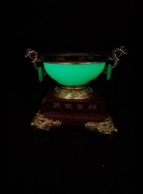 夜光嵌龙富贵吉祥富贵祥鼎摆件家镶工艺品居客厅摆件古玩杂项摆吉