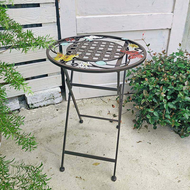 0A铁艺园折叠小圆桌阳创台小茶几客厅NS089沙发角几意小茶桌边花 - 图0