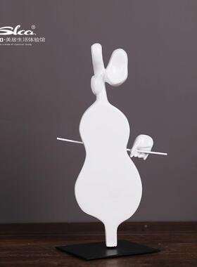 赛尔加抽象白色乐队人物雕像模型艺个创意家居装品乐性队饰树脂工
