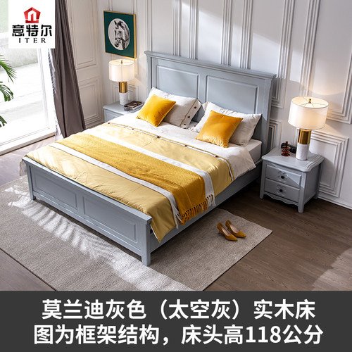 简欧实木床白色1.8米双人床主卧2021年新款欧式公主床高箱床婚床 - 图2