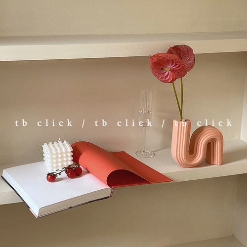 click自制陶瓷雕塑艺术花瓶摆件插花器s型民宿样板间陈列家居装饰 - 图1