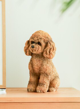 彷真泰迪狗摆件树脂工艺品小狗客厅花园庭院装饰可爱动物电视柜