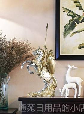 正品轻奢战马北家欧武士摆设居饰品新中式客厅工玄关办公室艺品大