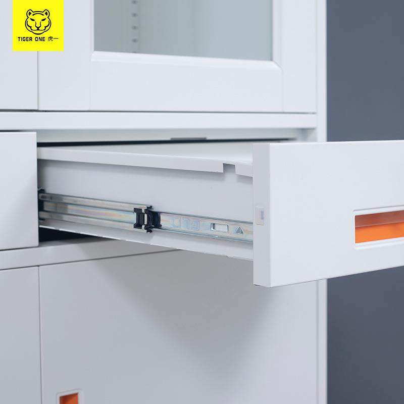 虎办公家文二斗玻具钢制一件柜铁柜皮窄薄边框红拉手中二斗玻资料,淘宝优惠券,粉丝福利购,淘宝优惠卷