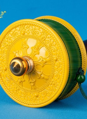 手摇转金筒藏式合金家用装饰品摆件西藏转轮手持绿度母文殊转金桶