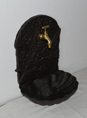 铸工艺品梅花背DS3355复古贝壳洗手庭池铁别院墅壁挂式水槽