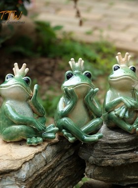 创意田园餐厅民宿花园庭院装饰品陶瓷青蛙兔子造型别墅家居摆件送