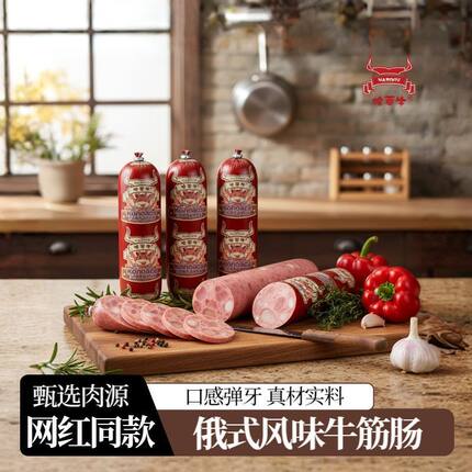 【6大根实惠】哈蒂牛正宗牛筋肠俄式风味牛筋肉肠原味特产小零食