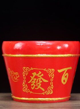 实木中式进宝日进斗金仿古米斗创意粗陶客厅摆件艺术品开业开张礼