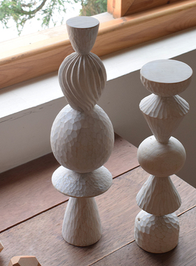 象有形 / 经典复刻创意中古现代艺术木雕摆件原木立柱拍摄道具