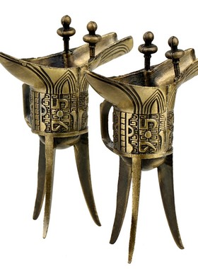 聚缘阁酒樽摆件中式古典仿古三脚爵杯拍摄道具家居复古怀旧装饰品