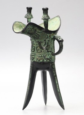 仿古青铜爵杯凤纹爵小酒杯父辛爵古代帝王杯婚礼汉婚道具装饰摆件